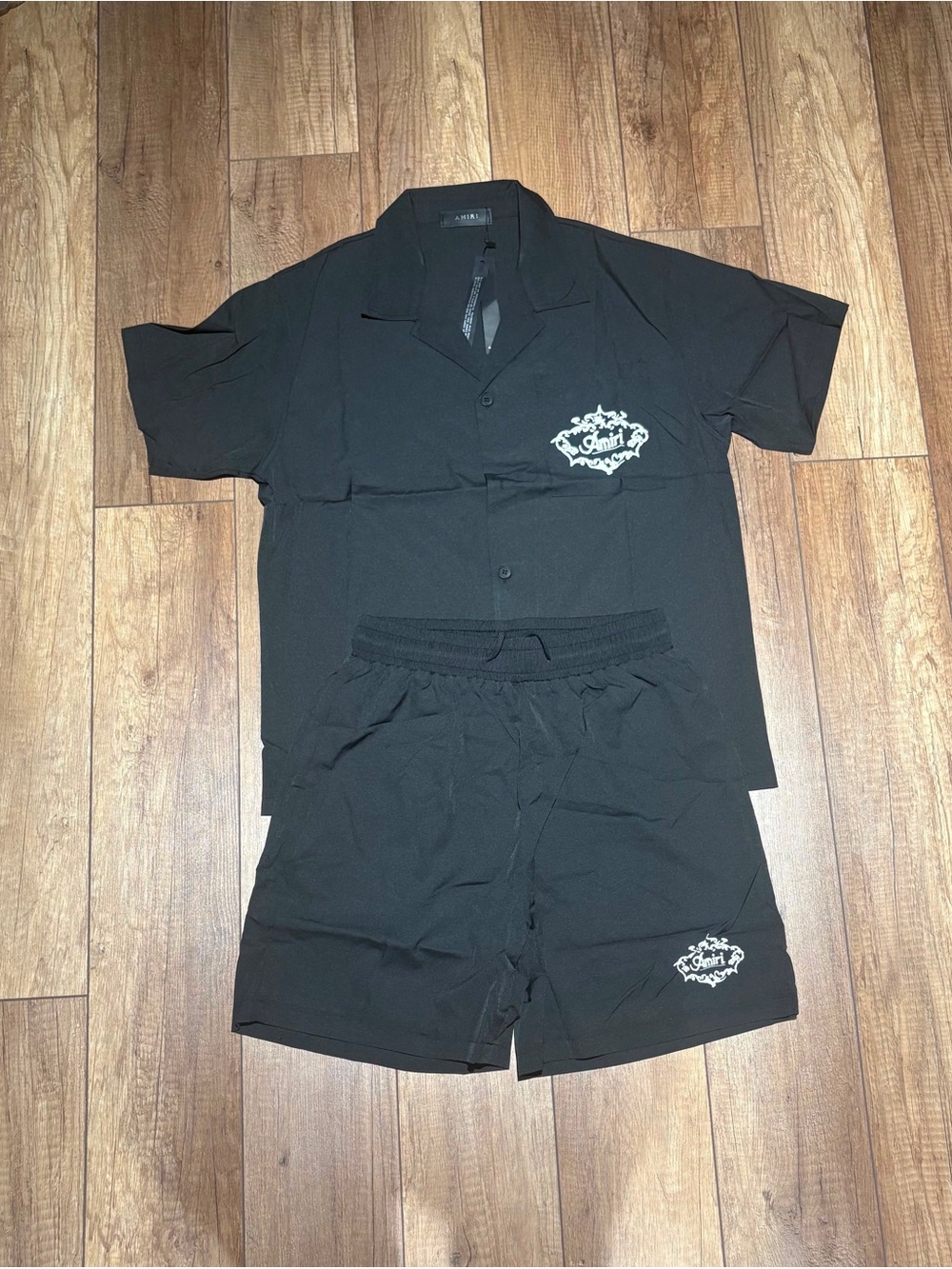 Amiri Mens Black Buttoned Down Shirt and Shorts Set “The Chateau Amiri” Medium